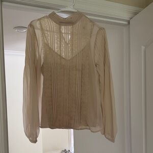 Banana Republic Sheer Cream Lace Blouse